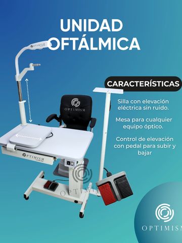 Unidad oftálmica con silla y mesa eléctricas.
